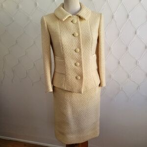 Vintage I. Magnin 2 Piece Suit / Cornflower Yellow / Size Small